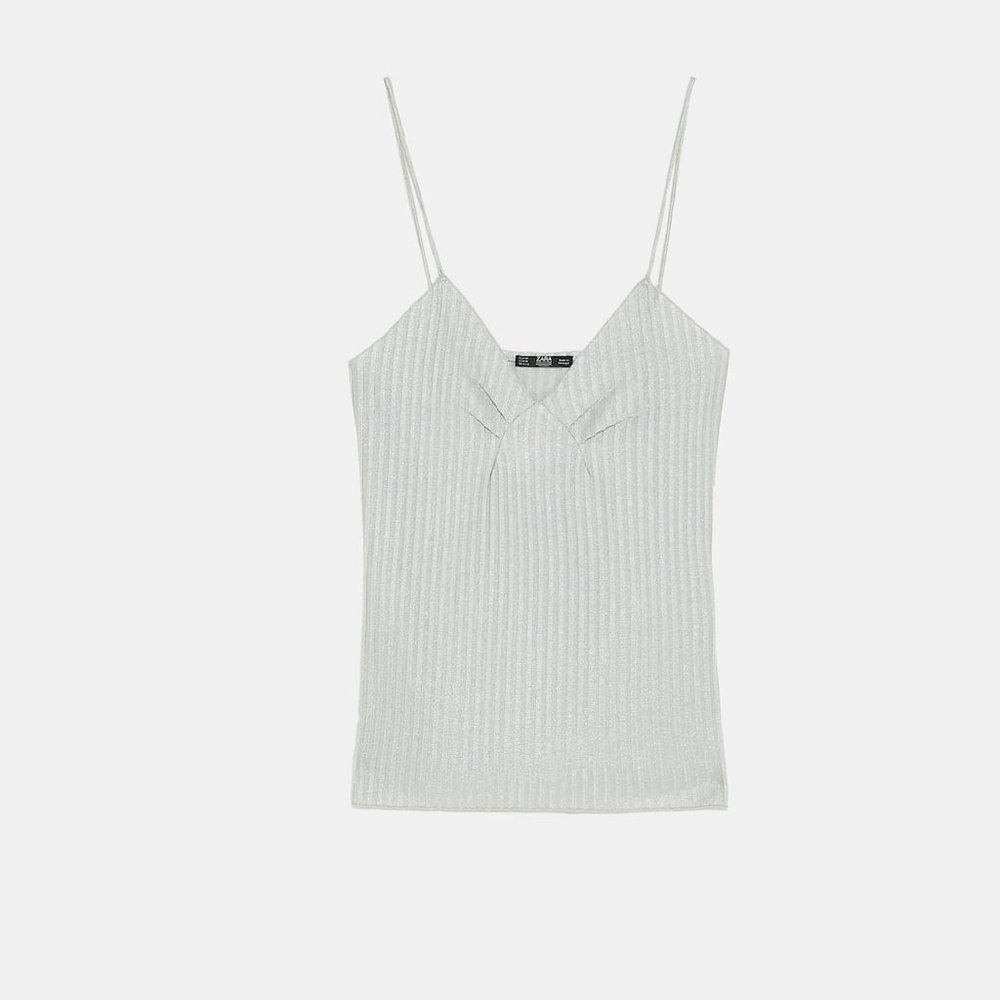 NWT Zara Sparkly Ribbed Top Straps - Picture 7 of 8